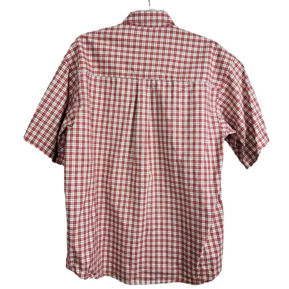 Haggar Forever Casual Camp Shirt Men's Red Check Short Sleeve Button Down Size L - Picture 3 of 9